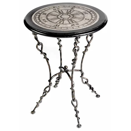 Round Accent Table w/ Compass Top